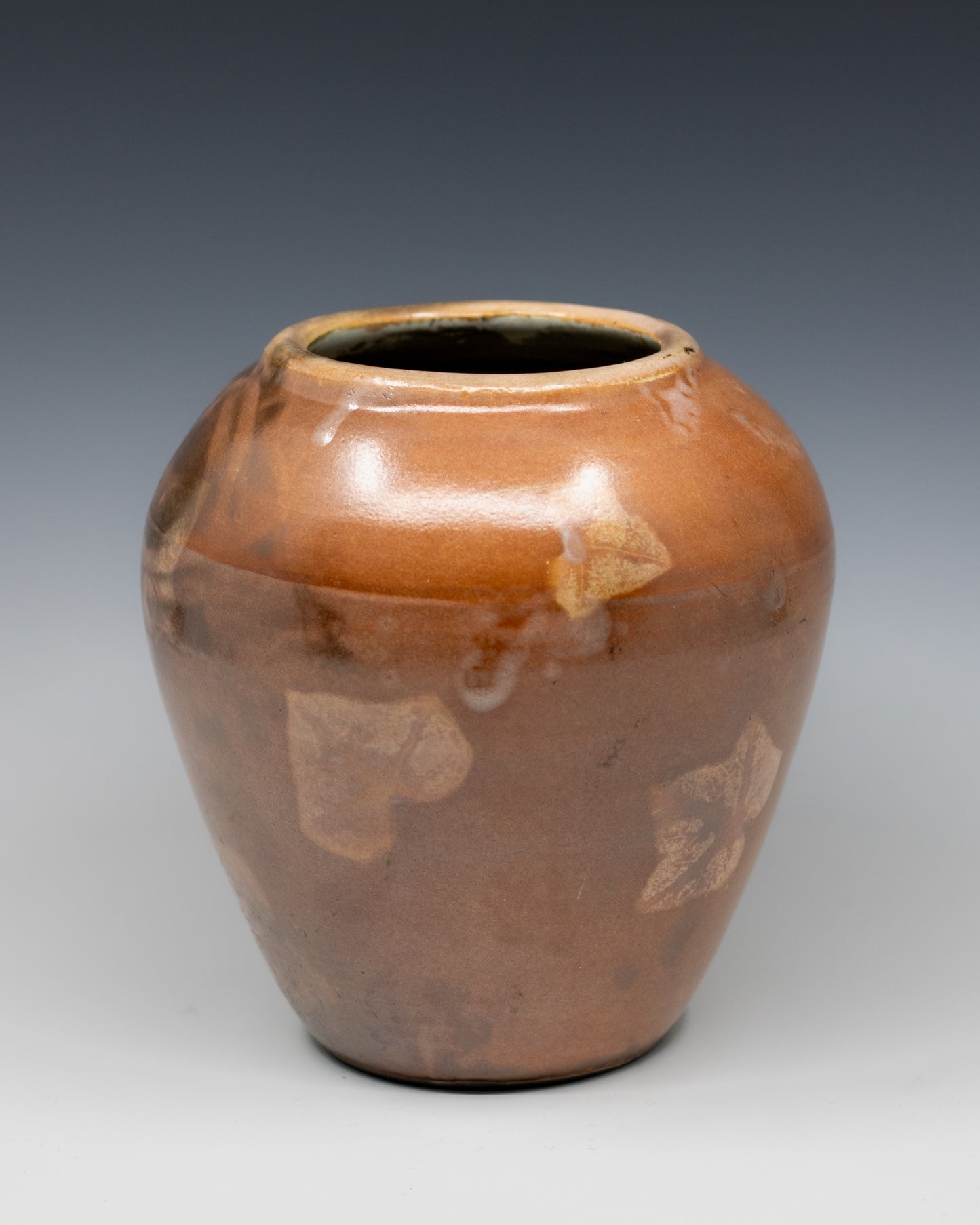 5” Fumed Raku Vase w/ Ivy