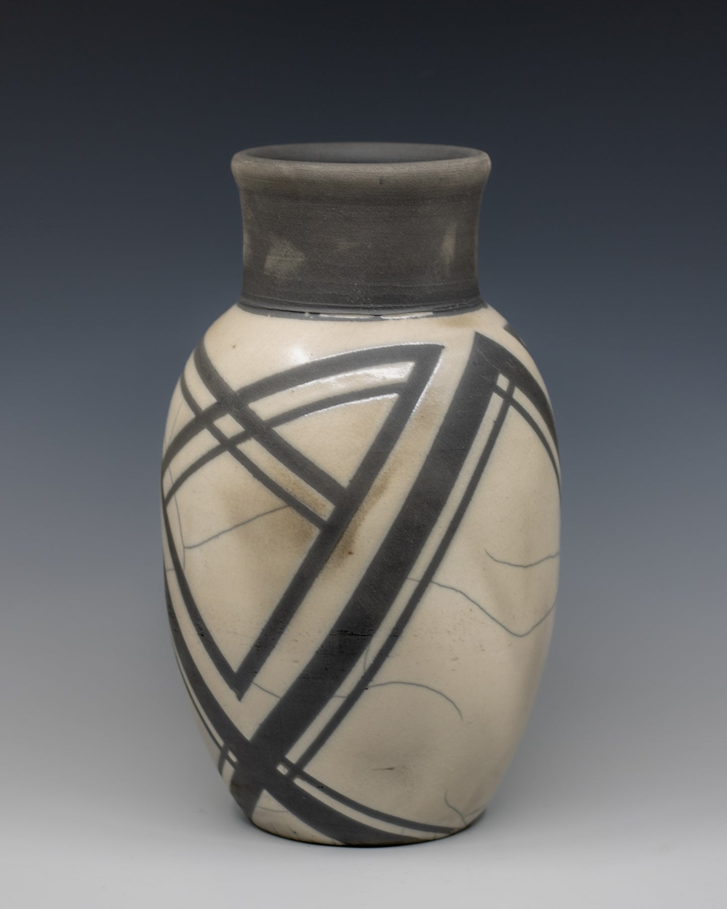 9” Geometric Raku Vase