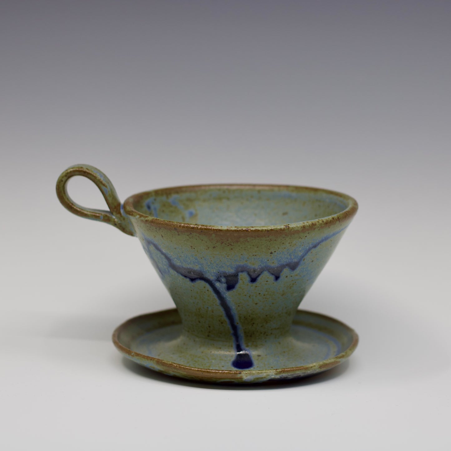 Cobalt Stoneware Pour-Over Coffee Maker
