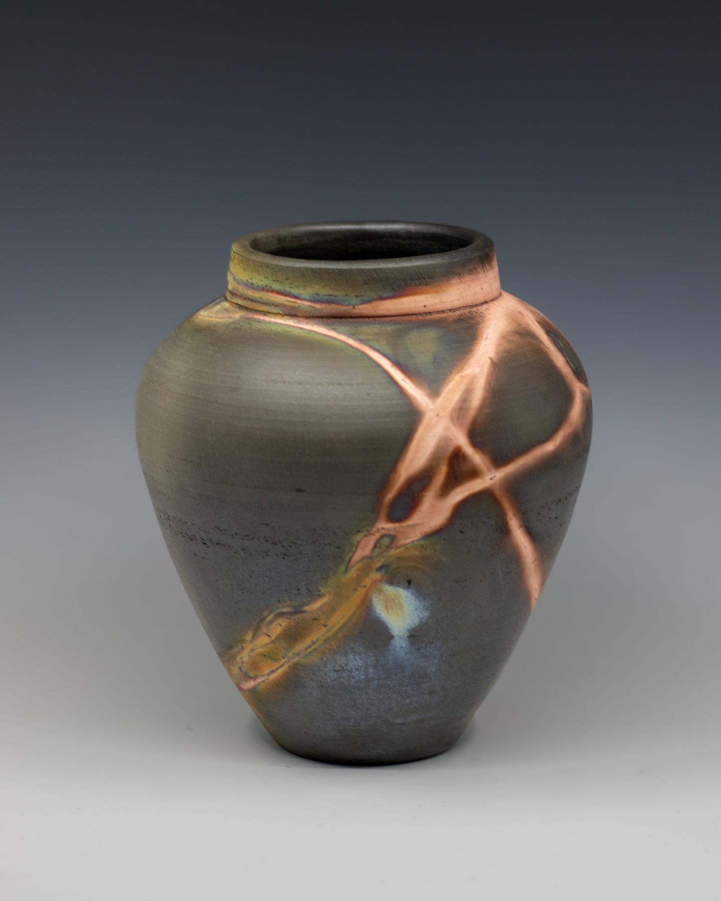 7” Copper Fumed Raku Vase