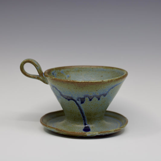 Cobalt Stoneware Pour-Over Coffee Maker